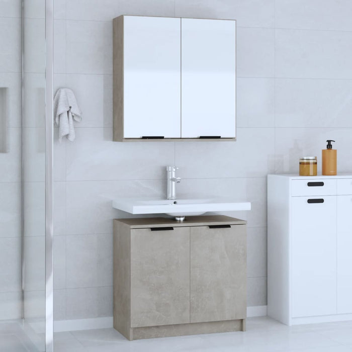 vidaXL 2 Piece Bathroom Cabinet Set Concrete Grey Engineered Wood