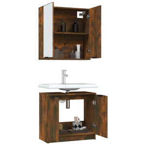 vidaXL 2 Piece Bathroom Cabinet Set Smoked Oak Engineered Wood