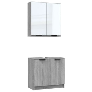 vidaXL 2 Piece Bathroom Cabinet Set Grey Sonoma Engineered Wood