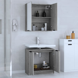 vidaXL 2 Piece Bathroom Cabinet Set Grey Sonoma Engineered Wood