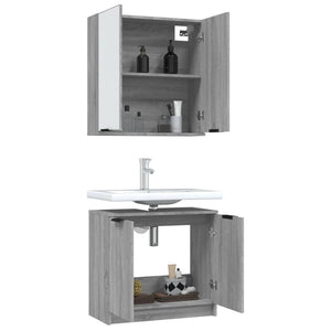 vidaXL 2 Piece Bathroom Cabinet Set Grey Sonoma Engineered Wood