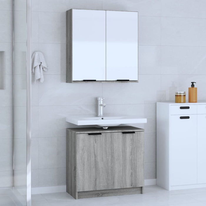 vidaXL 2 Piece Bathroom Cabinet Set Grey Sonoma Engineered Wood