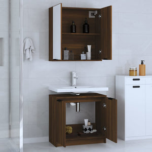 vidaXL 2 Piece Bathroom Cabinet Set Brown Oak Engineered Wood