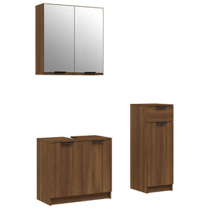 vidaXL 3 Piece Bathroom Cabinet Set Brown Oak Engineered Wood