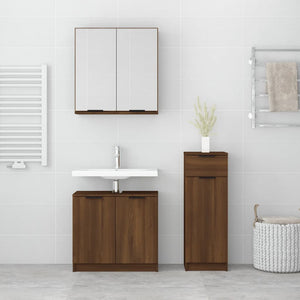 vidaXL 3 Piece Bathroom Cabinet Set Brown Oak Engineered Wood