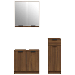 vidaXL 3 Piece Bathroom Cabinet Set Brown Oak Engineered Wood