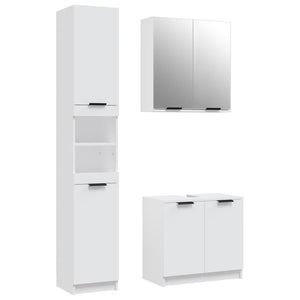 vidaXL 3 Piece Bathroom Cabinet Set White Engineered Wood