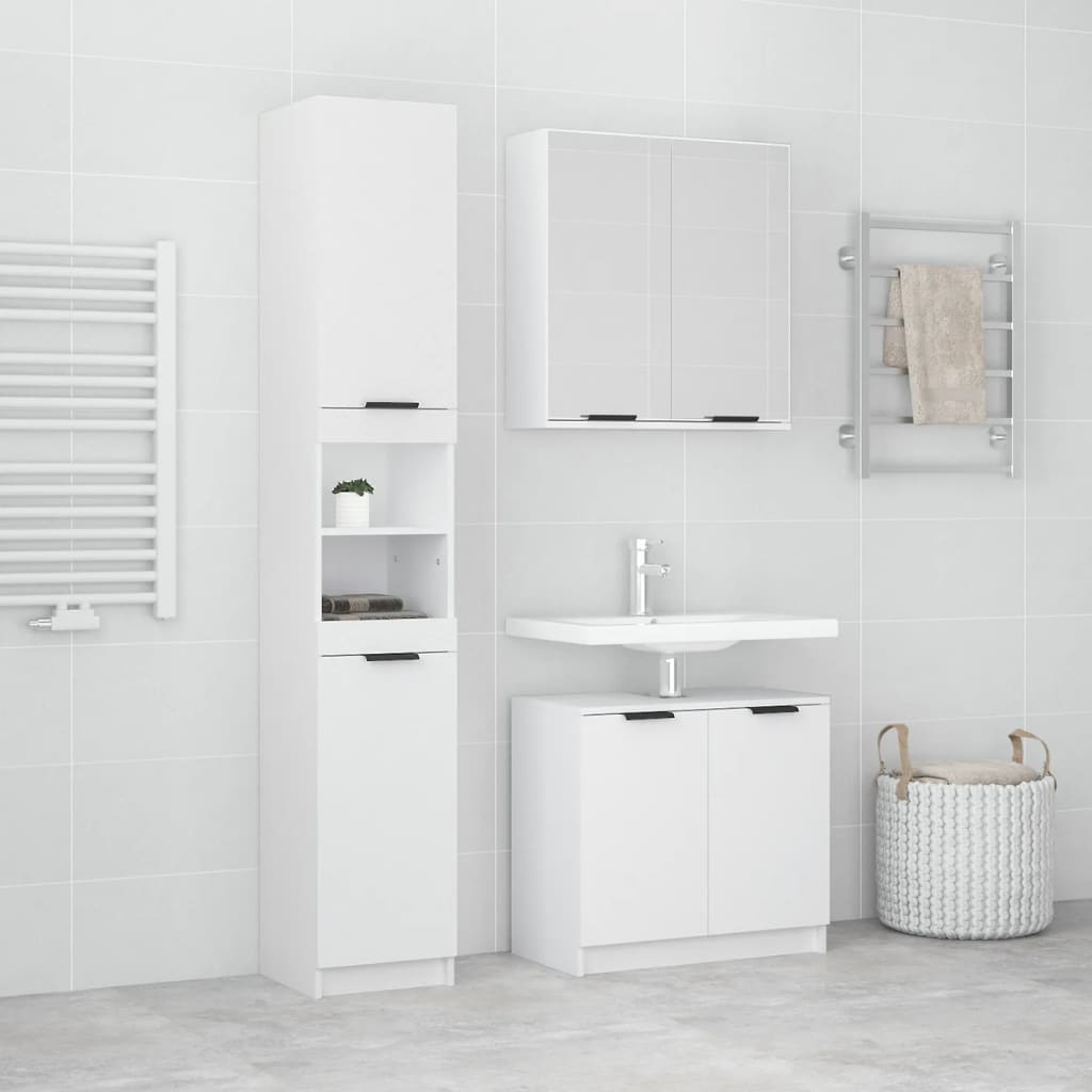 vidaXL 3 Piece Bathroom Cabinet Set White Engineered Wood