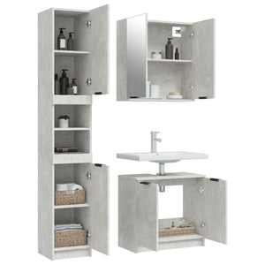 vidaXL 3 Piece Bathroom Cabinet Set Concrete Grey Engineered Wood