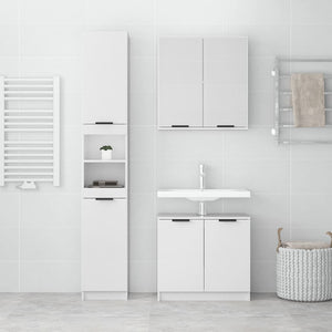 vidaXL 3 Piece Bathroom Cabinet Set High Gloss White Engineered Wood