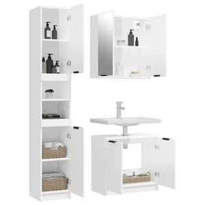 vidaXL 3 Piece Bathroom Cabinet Set High Gloss White Engineered Wood