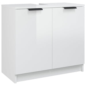 vidaXL 3 Piece Bathroom Cabinet Set High Gloss White Engineered Wood