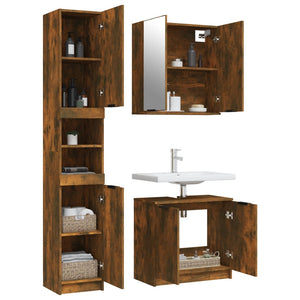 vidaXL 3 Piece Bathroom Cabinet Set Smoked Oak Engineered Wood