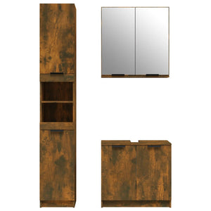 vidaXL 3 Piece Bathroom Cabinet Set Smoked Oak Engineered Wood