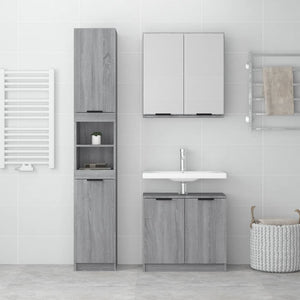 vidaXL 3 Piece Bathroom Cabinet Set Grey Sonoma Engineered Wood