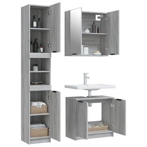 vidaXL 3 Piece Bathroom Cabinet Set Grey Sonoma Engineered Wood