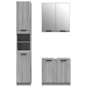 vidaXL 3 Piece Bathroom Cabinet Set Grey Sonoma Engineered Wood