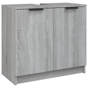 vidaXL 3 Piece Bathroom Cabinet Set Grey Sonoma Engineered Wood