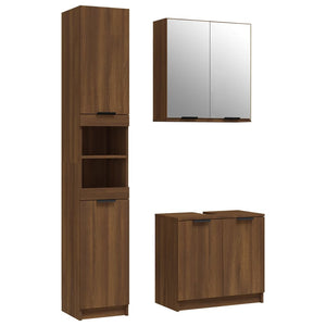 vidaXL 3 Piece Bathroom Cabinet Set Brown Oak Engineered Wood