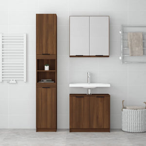 vidaXL 3 Piece Bathroom Cabinet Set Brown Oak Engineered Wood