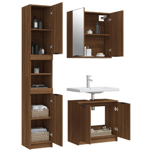 vidaXL 3 Piece Bathroom Cabinet Set Brown Oak Engineered Wood