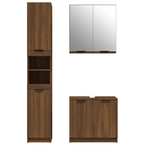 vidaXL 3 Piece Bathroom Cabinet Set Brown Oak Engineered Wood