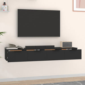 vidaXL Wall Cabinets 2 pcs Black 68x30x20 cm Engineered Wood