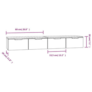 vidaXL Wall Cabinets 2 pcs Black 68x30x20 cm Engineered Wood