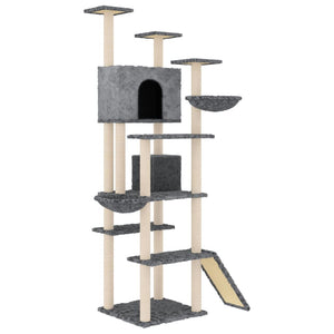 vidaXL Cat Tree with Sisal Scratching Posts Dark Grey 191 cm