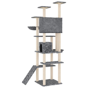 vidaXL Cat Tree with Sisal Scratching Posts Dark Grey 191 cm