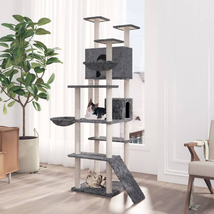 vidaXL Cat Tree with Sisal Scratching Posts Dark Grey 191 cm