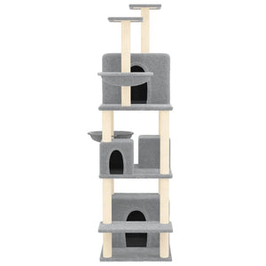 vidaXL Cat Tree with Sisal Scratching Posts Light Grey 180 cm