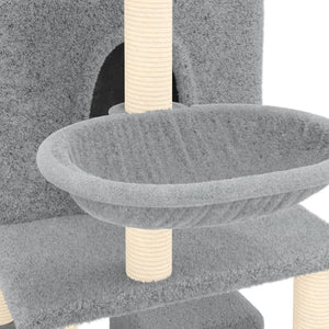 vidaXL Cat Tree with Sisal Scratching Posts Light Grey 180 cm