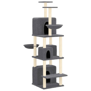 vidaXL Cat Tree with Sisal Scratching Posts Dark Grey 180 cm