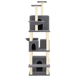 vidaXL Cat Tree with Sisal Scratching Posts Dark Grey 180 cm