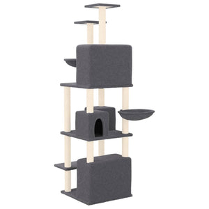 vidaXL Cat Tree with Sisal Scratching Posts Dark Grey 180 cm