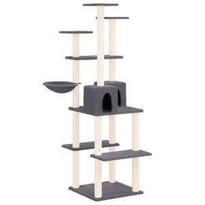 vidaXL Cat Tree with Sisal Scratching Posts Dark Grey 167 cm