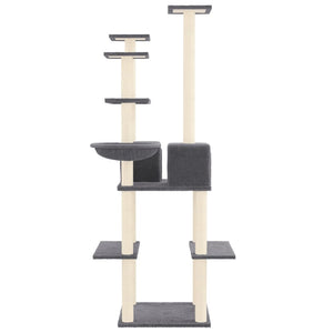 vidaXL Cat Tree with Sisal Scratching Posts Dark Grey 167 cm