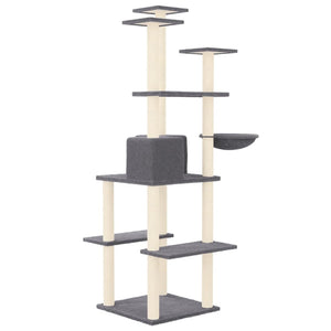 vidaXL Cat Tree with Sisal Scratching Posts Dark Grey 167 cm