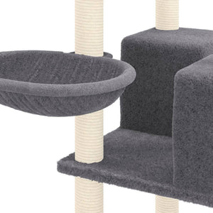 vidaXL Cat Tree with Sisal Scratching Posts Dark Grey 167 cm