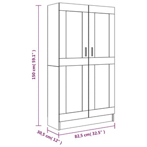 vidaXL Book Cabinet Grey Sonoma 82.5x30.5x150 cm Engineered Wood