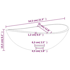 vidaXL Basin Tempered Glass 54.5x35x15.5 cm Transparent