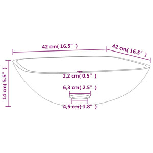 vidaXL Basin Glass 42x42x14 cm Black