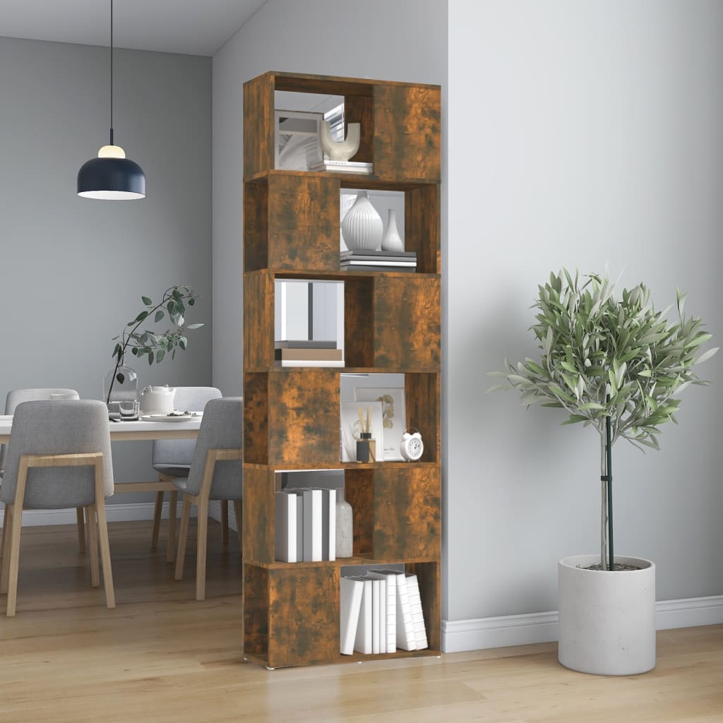 vidaXL Book Cabinet/Room Divider Smoked Oak 60x24x186 cm