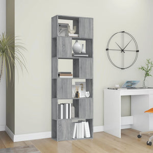 vidaXL Book Cabinet/Room Divider Grey Sonoma 60x24x186 cm