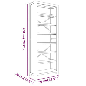 vidaXL 7-Tier Bookcase 80x30x200 cm Solid Wood Acacia