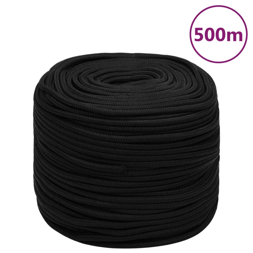 vidaXL Work Rope Black 8 mm 500 m Polyester