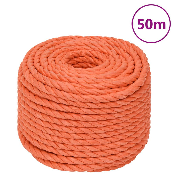 vidaXL Work Rope Orange 10 mm 50 m Polypropylene