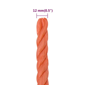 vidaXL Work Rope Orange 12 mm 50 m Polypropylene