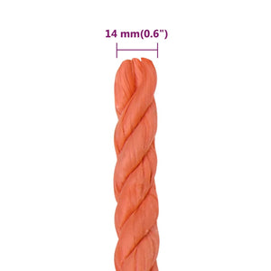 vidaXL Work Rope Orange 14 mm 25 m Polypropylene